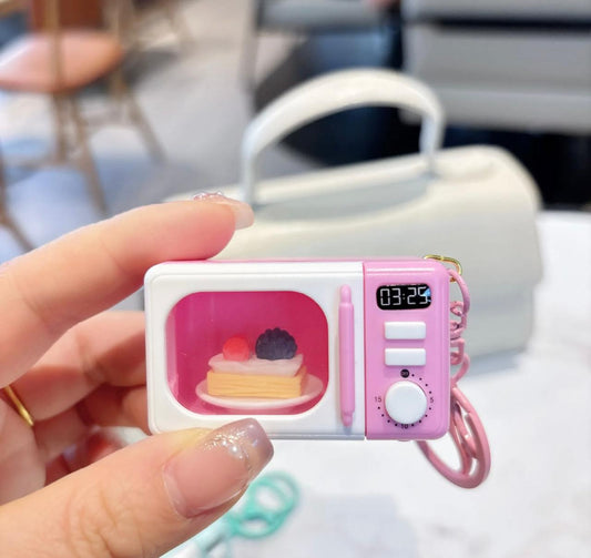 Creative Microwave Keychain With Light Cute Bag Accessories Student Toys Small Pendant Couple Hanging Small Gifts