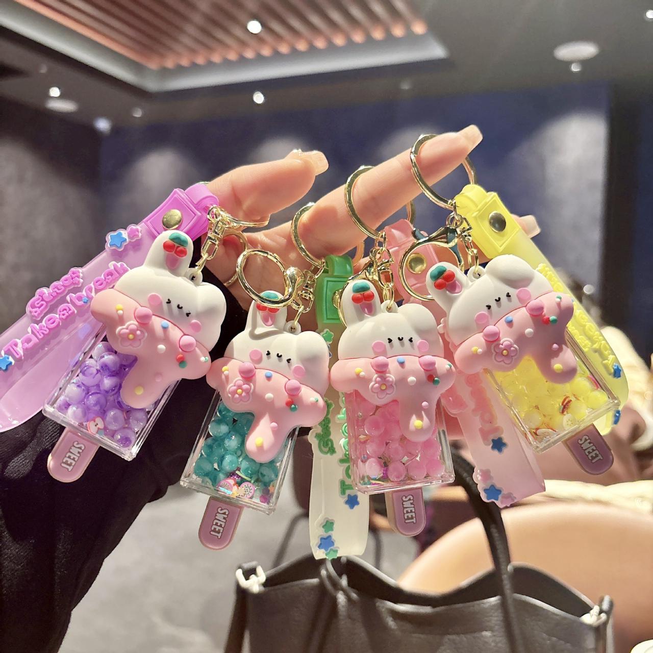 1 Piece Cute Rabbit Acrylic Unisex Bag Pendant Keychain