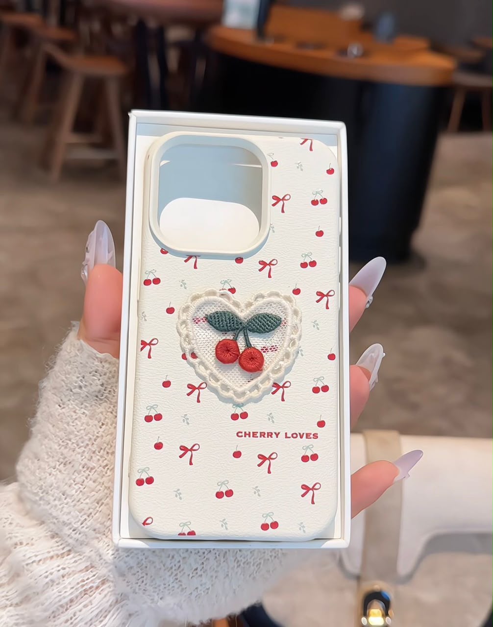 Tpu Cherry Bow Knot Embroidery Cute Sweet Phone Cases Phone Accessories