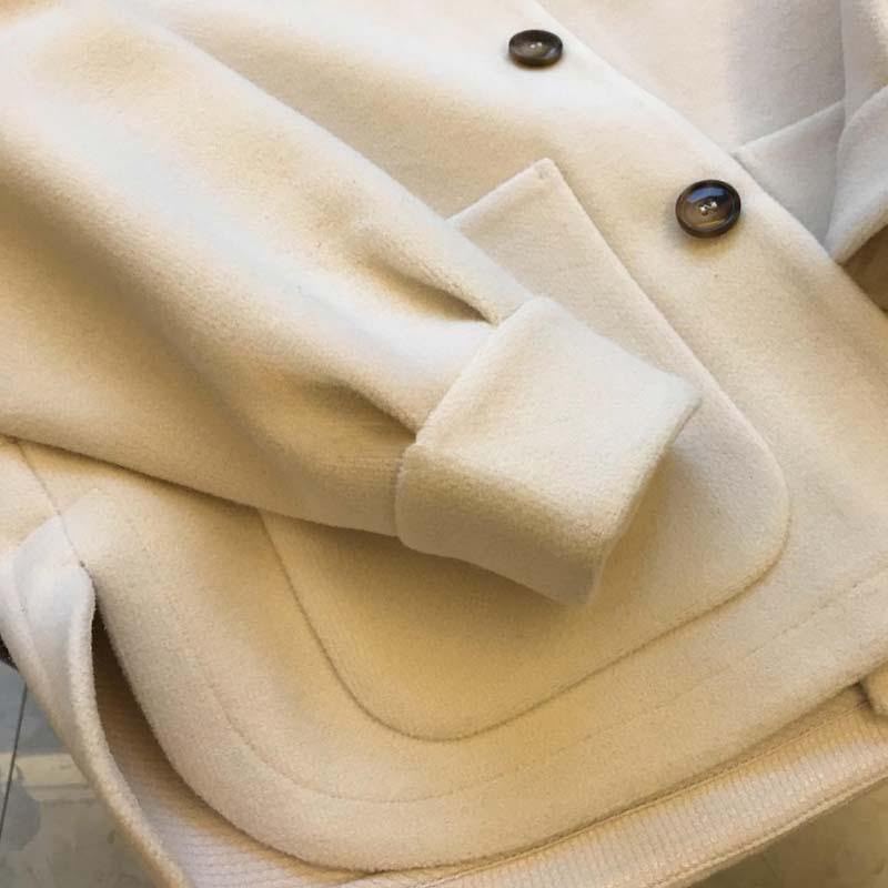 Solid Color Polyester Plus Size Woolen Coat With Hooded Single Breasted Design In Korean And Japanese Casual Style
