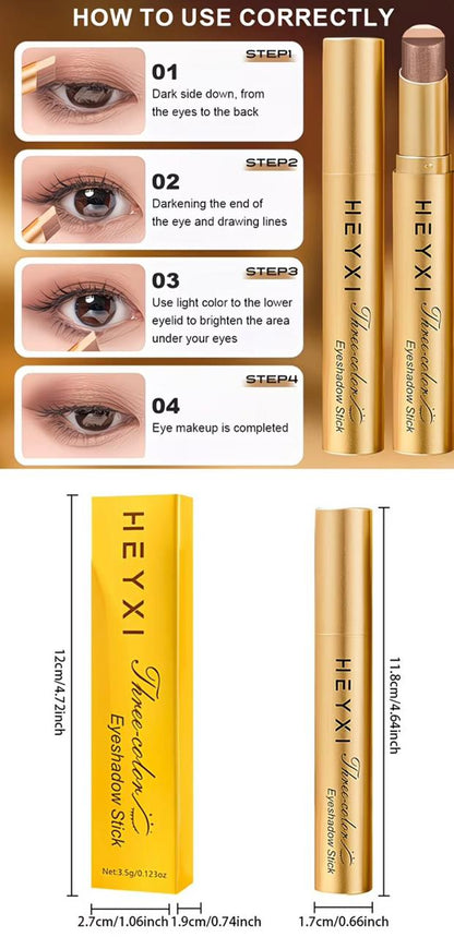 E Fastest delivery: 4 BUSINESS DAYS 1 HEYXI Glitter TriColor Eyeshadow Stick, Waterproof and Sweatproof, Matte Texture for Day and Night Use, Provides Vivid Color and Brightening Effect, Beginner-friendly Stick Design, an Excellent