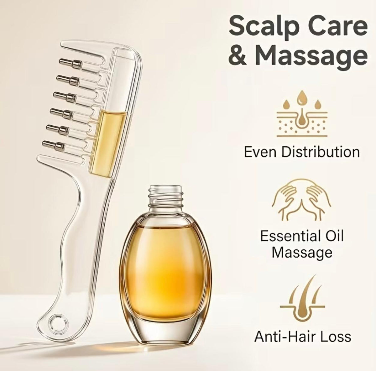 1pc Light Luxury Transparent/Pink Visible Liquid-Guiding Comb, Stainless Steel Roller Ball Metal Teeth with Even Liquid Control and Dispensing Design, Replaces Manual Application to Nourish Scalp, Hair Roots, and Prevent Hair Loss, Soothes Tight