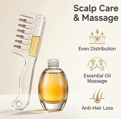 1pc Light Luxury Transparent/Pink Visible Liquid-Guiding Comb, Stainless Steel Roller Ball Metal Teeth with Even Liquid Control and Dispensing Design, Replaces Manual Application to Nourish Scalp, Hair Roots, and Prevent Hair Loss, Soothes Tight