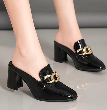 Chunky Heel High Heel Slippers, Women Shoes