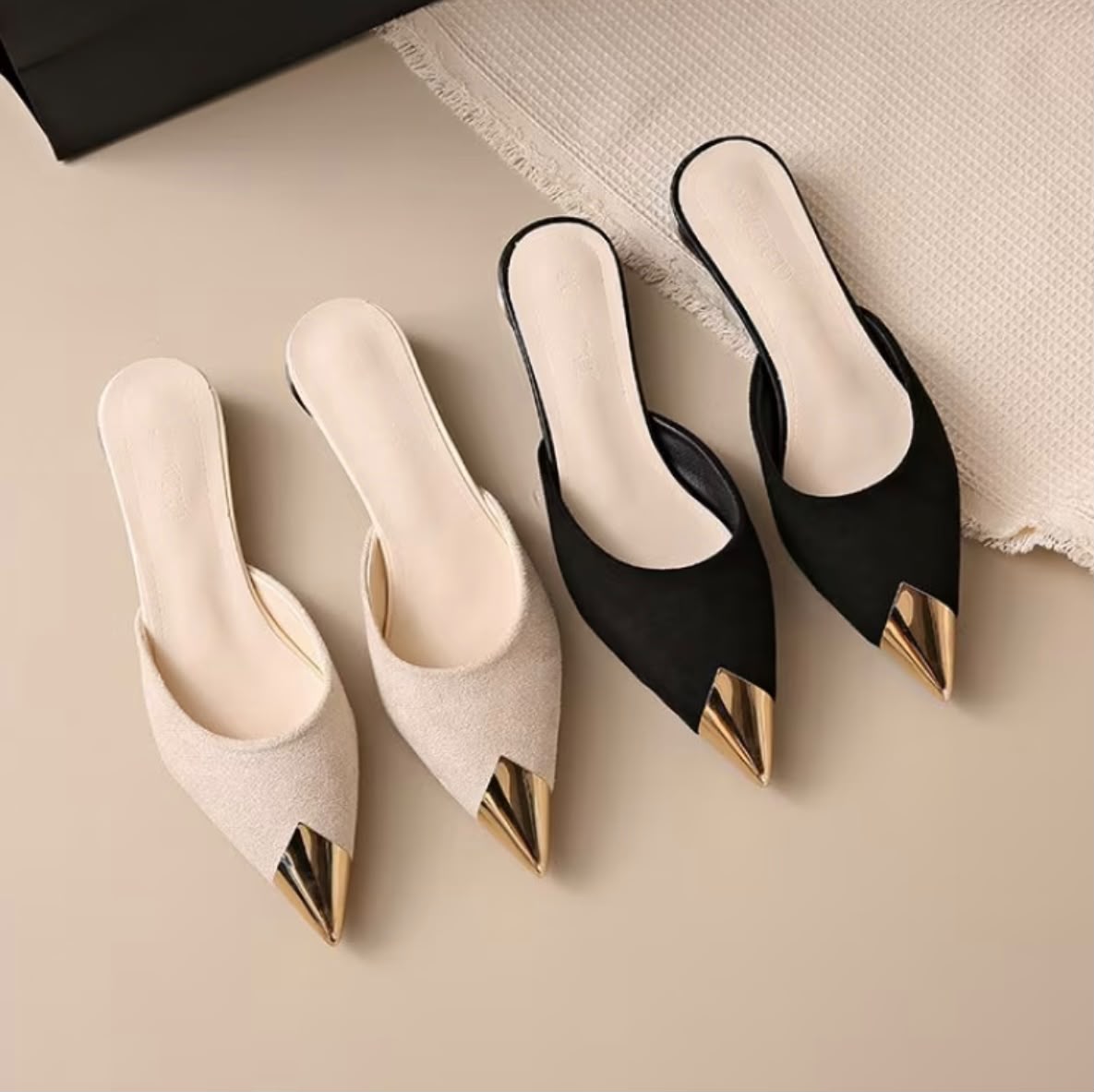 Pointed Toe Low Heel Mule Slippers Outdoor Stylish, Women Shoes