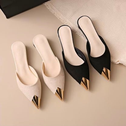 Pointed Toe Low Heel Mule Slippers Outdoor Stylish, Women Shoes