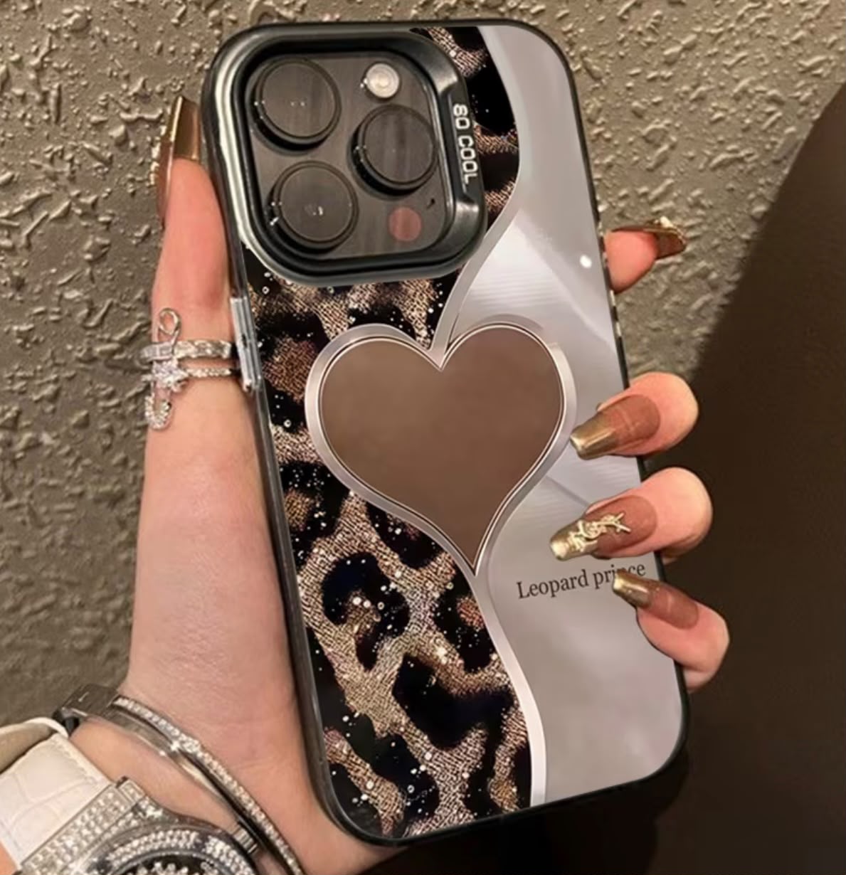Phone Case - Leoparo Print Heart-Shaped Patchwork Printed Hard Protective Phone Case for Iphone 17 Pro Max 17 Air Cases for Iphone 16 15 14 13 12 11 Pro Max 16E X XR XS Max 78 Plus SE Shockproof Cover