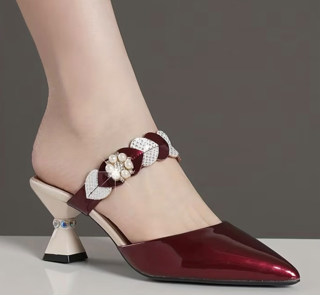 Chic Pointed Toe High Heel Sandals with Chunky Heel, Women Shoes