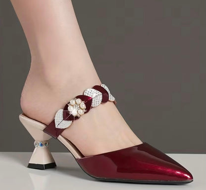 Chic Pointed Toe High Heel Sandals with Chunky Heel, Women Shoes