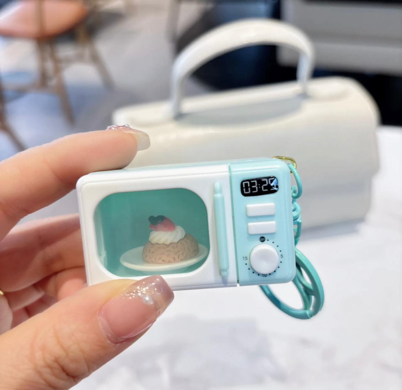 Creative Microwave Keychain With Light Cute Bag Accessories Student Toys Small Pendant Couple Hanging Small Gifts