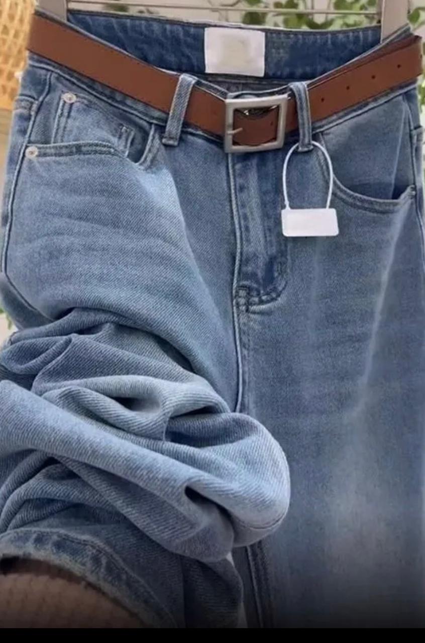 High Waist Wide Leg Denim Jeans Women's Spring Autumn New Style Small Size Light Color Straight Flared Pants Commute Style