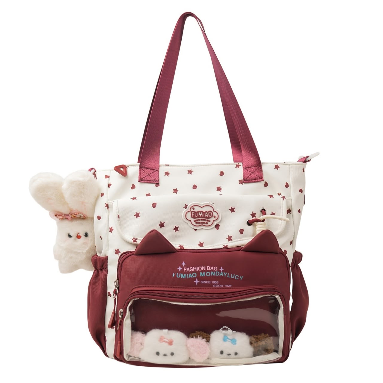 Girl's Nylon School Backpack With Sewing Thread Detail, Lightweight And Suitable For 14 Inch Backpacks
