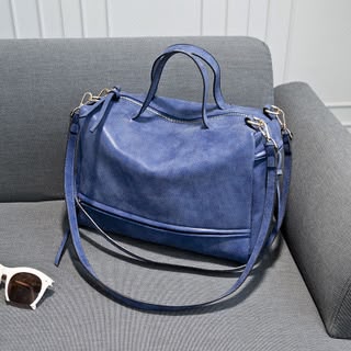 Fashion Large Solid Color Women's Handbag In Frosted Pu Leather With Zipper Closure
