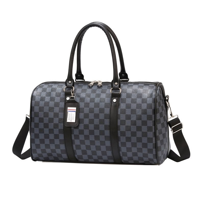 Unisex Geometric Pu Leather Travel Bag With Nylon Lining, Perfect For Casual Travel