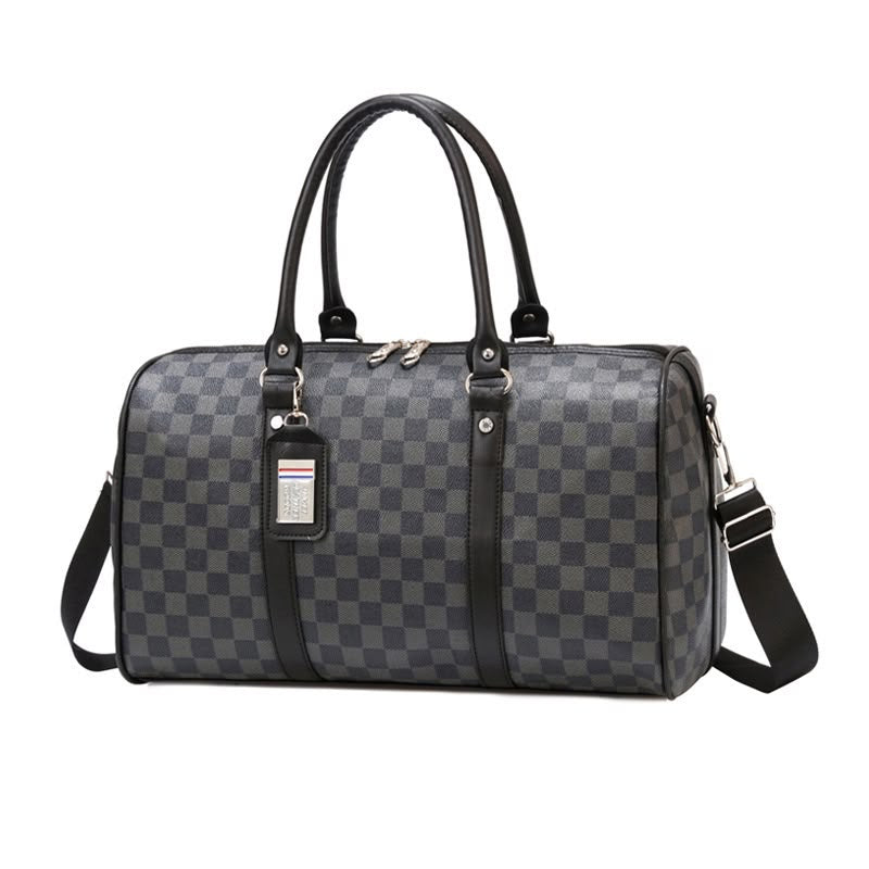 Unisex Geometric Pu Leather Travel Bag With Nylon Lining, Perfect For Casual Travel