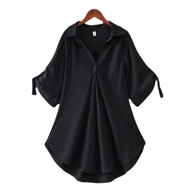 Solid Color Short Sleeve Blended Fabric Women's Shirt With Lapel Collar And Pullover Design, Elegant Workwear Style