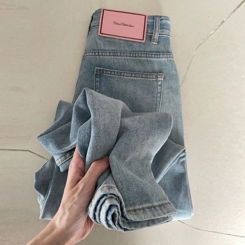 Women's Solid Color Full Length Denim Cotton Jeans With Zipper, Streetwear Style For Daily Wear