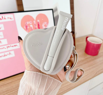 Portable Silicone Lipstick And Earphone Storage Bag Heart Shape Cosmetic Storage Pouch Compact Size For Iphone Protection