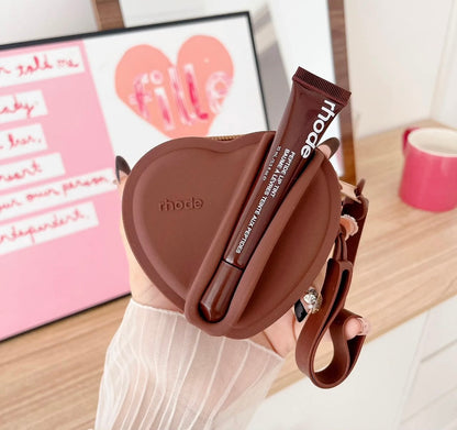 Portable Silicone Lipstick And Earphone Storage Bag Heart Shape Cosmetic Storage Pouch Compact Size For Iphone Protection