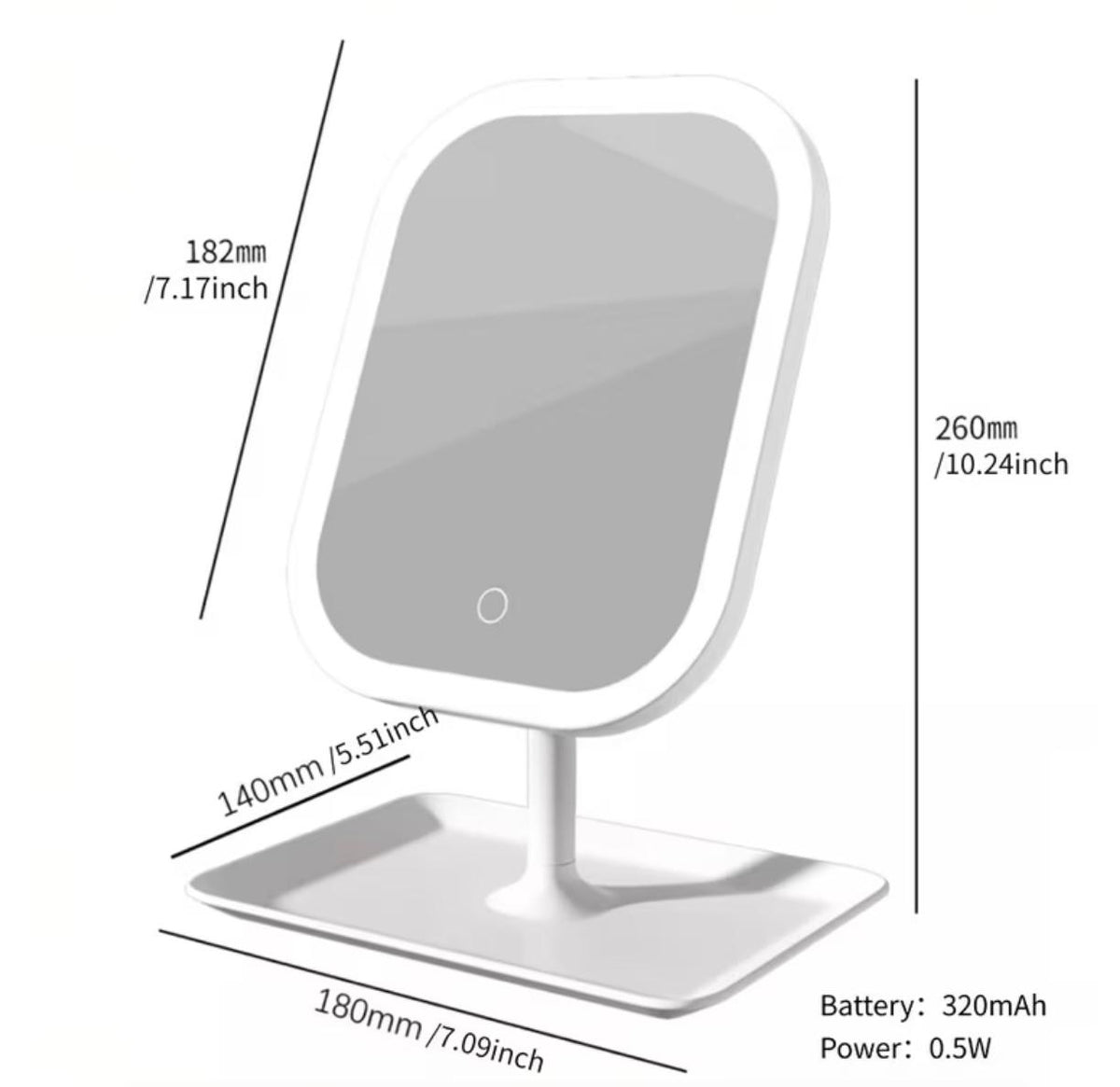 LED Makeup Mirror, Rechargeable Desktop Vanity Mirror with Lights, 3 Light Modes, Touch Control, Adjustable Brightness, Portable Lighted Beauty Mirror, Travel Vanity Cosmetic Mirror with Lights