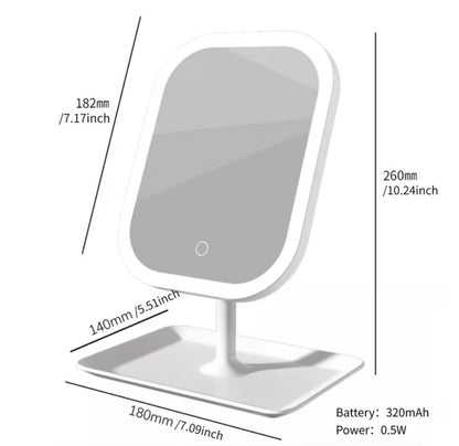 LED Makeup Mirror, Rechargeable Desktop Vanity Mirror with Lights, 3 Light Modes, Touch Control, Adjustable Brightness, Portable Lighted Beauty Mirror, Travel Vanity Cosmetic Mirror with Lights