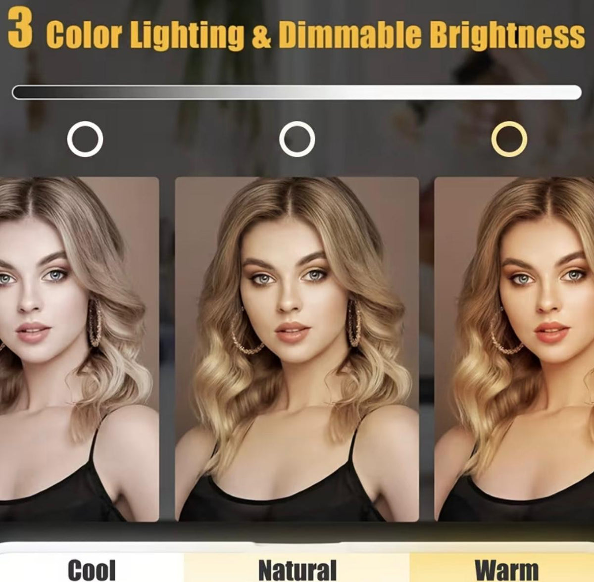 LED Makeup Mirror, Rechargeable Desktop Vanity Mirror with Lights, 3 Light Modes, Touch Control, Adjustable Brightness, Portable Lighted Beauty Mirror, Travel Vanity Cosmetic Mirror with Lights