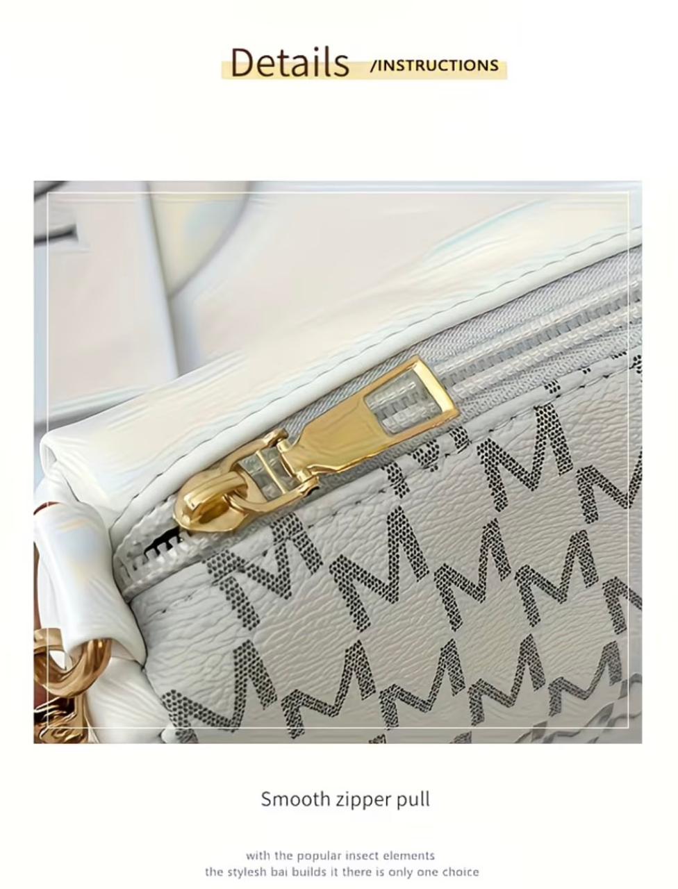 French Retro Underarm Bag Women'S New Letter Print Crossbody Small Square Bag with Chain Single Shoulder Handbag, Perfect for Ladies Adjustable Crossbody Strap with M Logo - Zipper Closure Shoulder Bag, Suitable for Daily Commute And Casual Outings