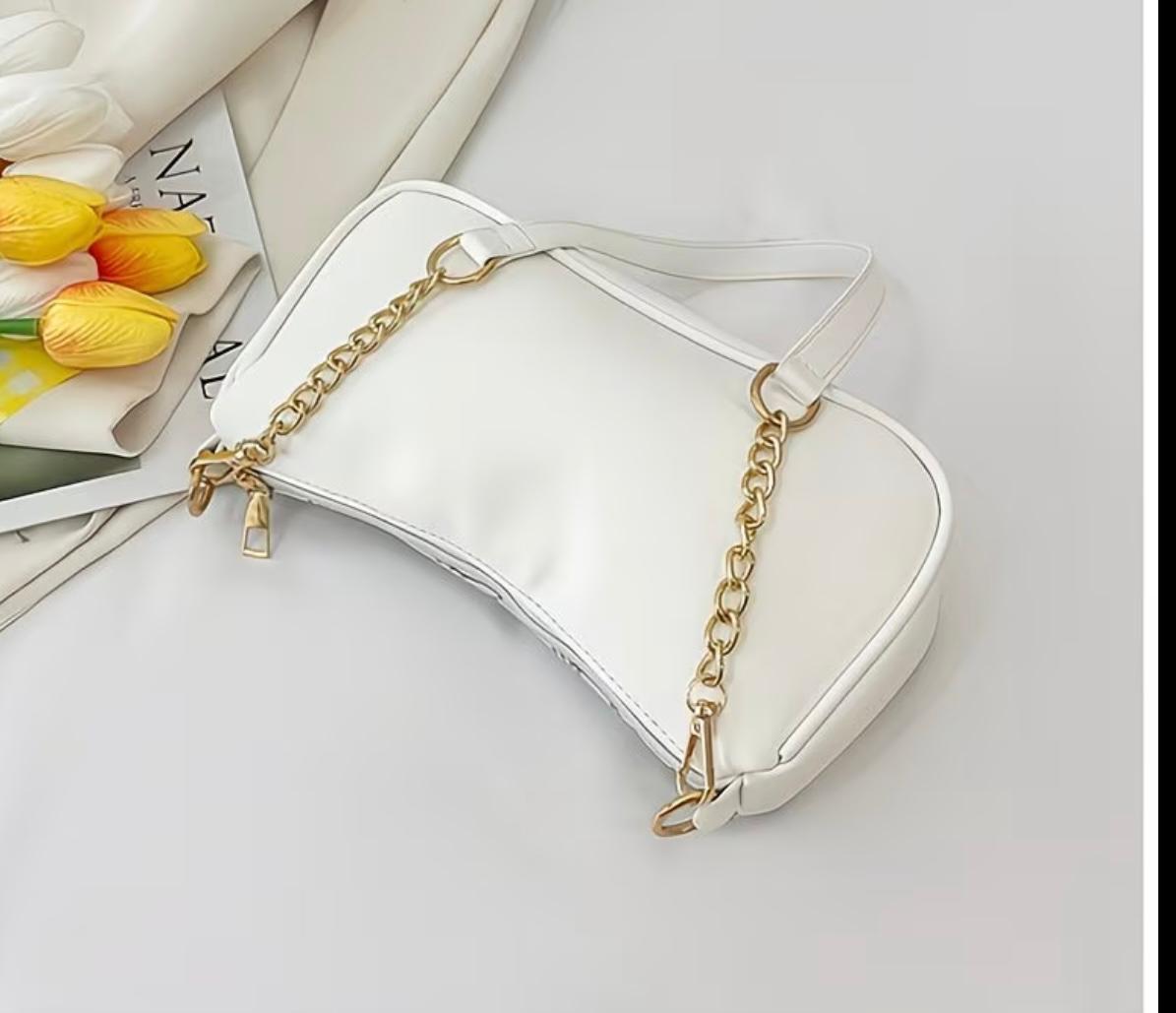 French Retro Underarm Bag Women'S New Letter Print Crossbody Small Square Bag with Chain Single Shoulder Handbag, Perfect for Ladies Adjustable Crossbody Strap with M Logo - Zipper Closure Shoulder Bag, Suitable for Daily Commute And Casual Outings