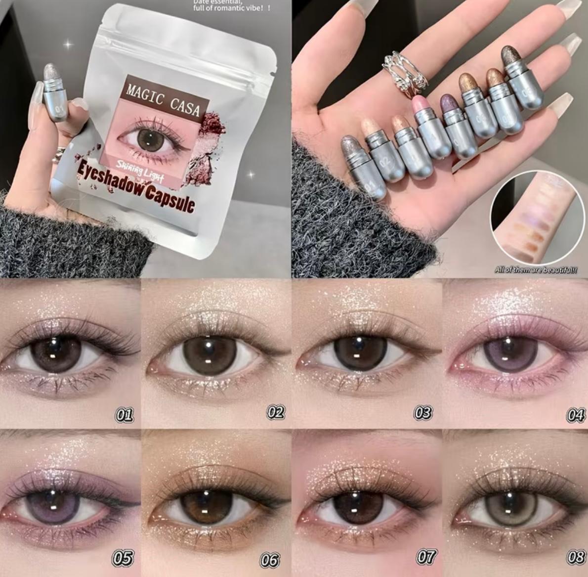 8pcs/pack Mini Eyeshadow Cream, Brown/Nude/Silvery/Pink Series Eyeshadow, Matte, Pearlescent, Fine Glitter, Portable for Daily Use, Easy to Apply
