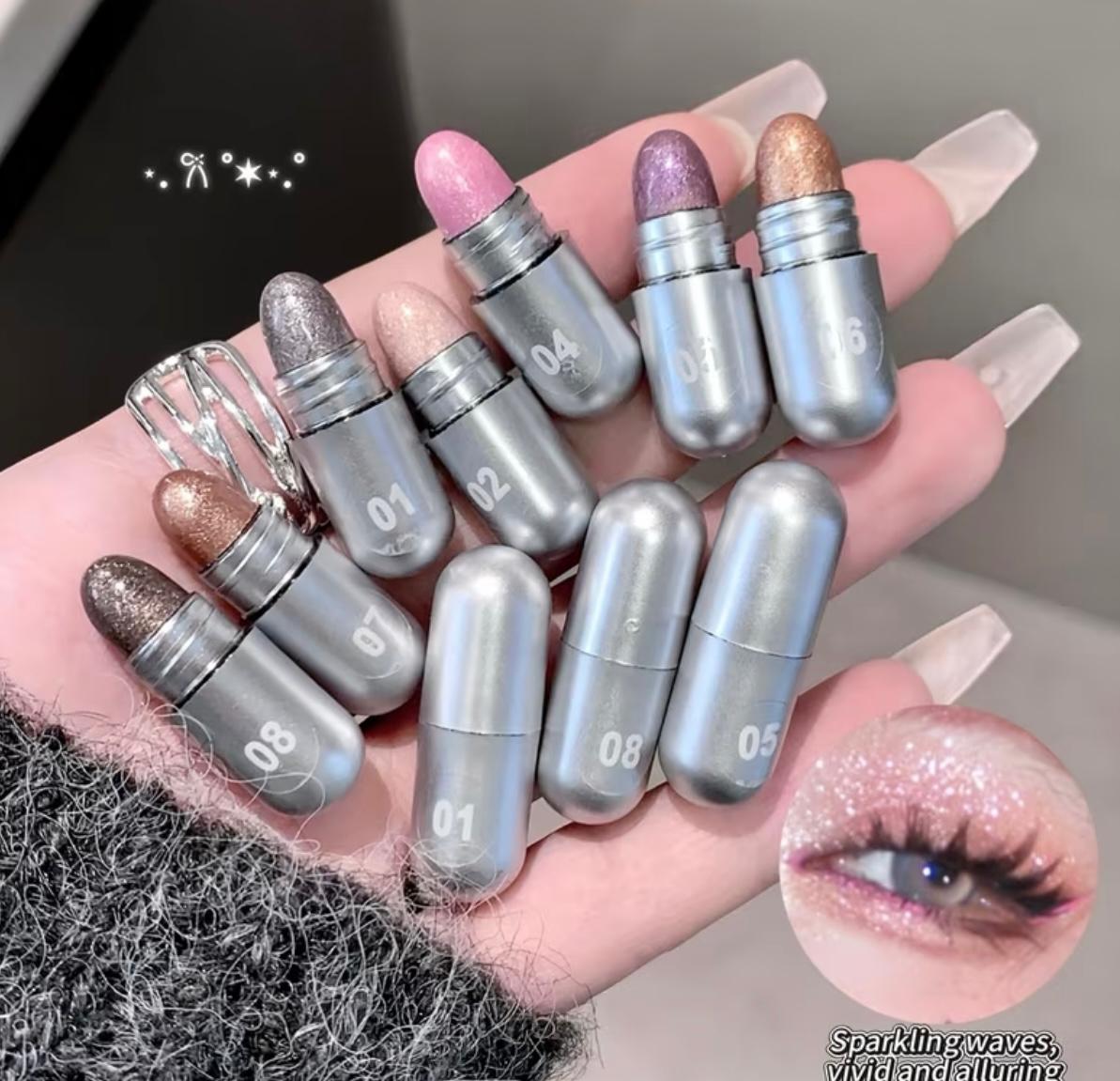 8pcs/pack Mini Eyeshadow Cream, Brown/Nude/Silvery/Pink Series Eyeshadow, Matte, Pearlescent, Fine Glitter, Portable for Daily Use, Easy to Apply