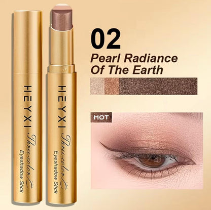 E Fastest delivery: 4 BUSINESS DAYS 1 HEYXI Glitter TriColor Eyeshadow Stick, Waterproof and Sweatproof, Matte Texture for Day and Night Use, Provides Vivid Color and Brightening Effect, Beginner-friendly Stick Design, an Excellent