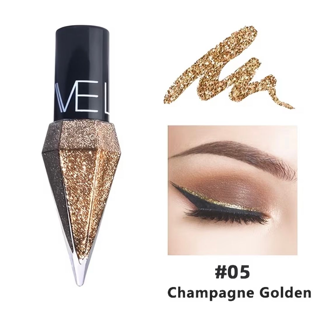 Set of 2 Shimmering Eyeliner And Eyeshadow Sticks - Water-Resistant, Smudge-Proof, Golden Sparkle, Durable, Easy to Use, Eye Cosmetics, Highly Pigmented, Versatile, Glitter Eyeliner And Eyeshadow