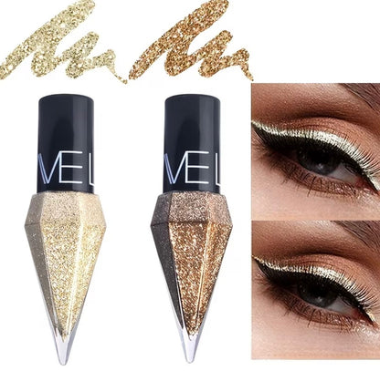 Set of 2 Shimmering Eyeliner And Eyeshadow Sticks - Water-Resistant, Smudge-Proof, Golden Sparkle, Durable, Easy to Use, Eye Cosmetics, Highly Pigmented, Versatile, Glitter Eyeliner And Eyeshadow