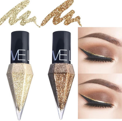 Set of 2 Shimmering Eyeliner And Eyeshadow Sticks - Water-Resistant, Smudge-Proof, Golden Sparkle, Durable, Easy to Use, Eye Cosmetics, Highly Pigmented, Versatile, Glitter Eyeliner And Eyeshadow