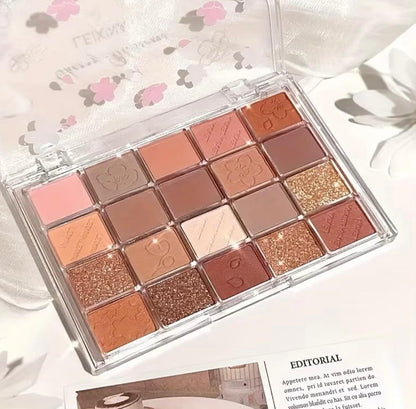 20-Color Eyeshadow Palette with Highlighter, Shimmer Matte, And Glittery Earth Tones for Contouring And Highlighting, Smudge-Proof And Fall-Out Proof Cosmetics