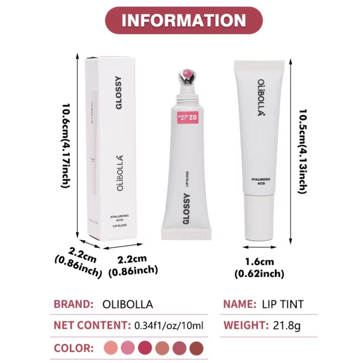 OLIBOLLA Massage Head Lip Glaze Lip Oil Cooling Effect Mirror Watery Glass Lip Tint