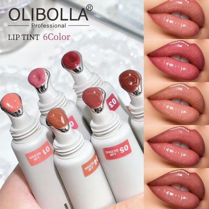 OLIBOLLA Massage Head Lip Glaze Lip Oil Cooling Effect Mirror Watery Glass Lip Tint
