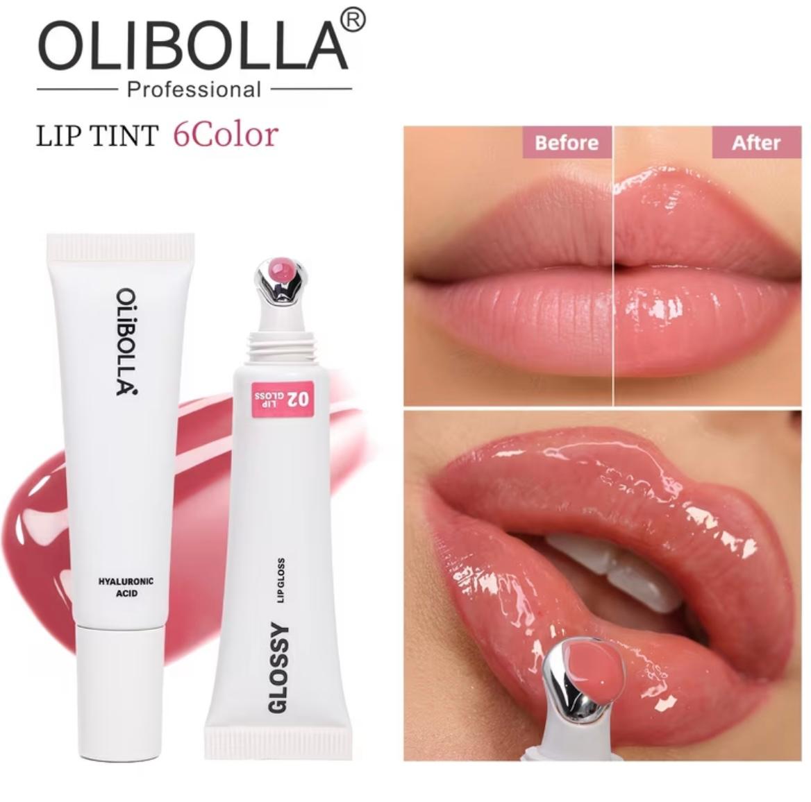 OLIBOLLA Massage Head Lip Glaze Lip Oil Cooling Effect Mirror Watery Glass Lip Tint