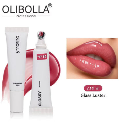 OLIBOLLA Massage Head Lip Glaze Lip Oil Cooling Effect Mirror Watery Glass Lip Tint