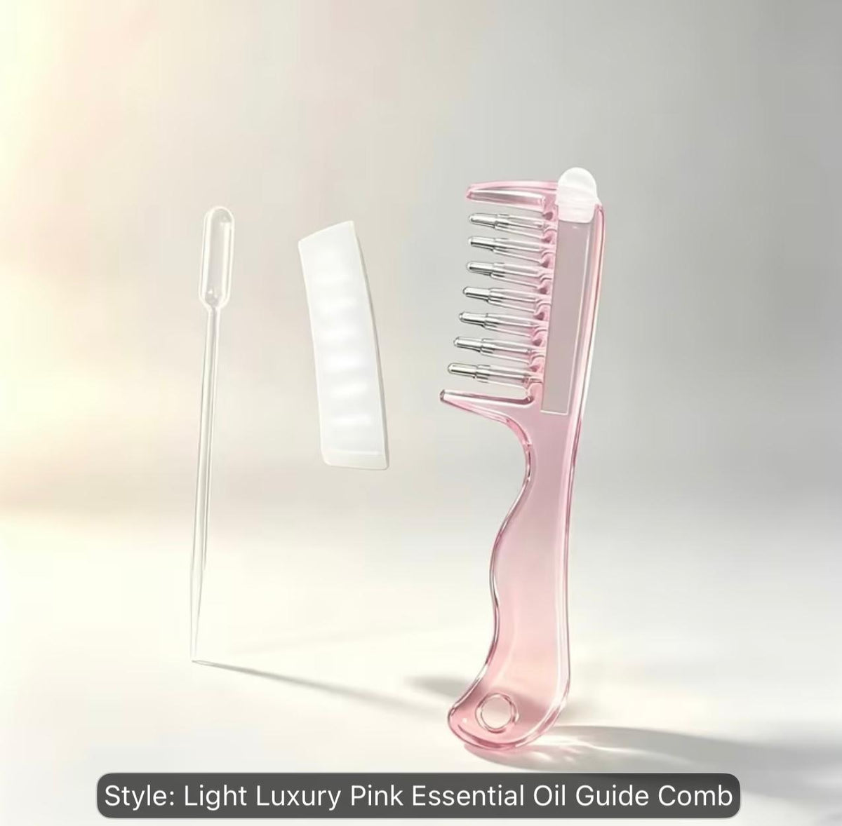 1pc Light Luxury Transparent/Pink Visible Liquid-Guiding Comb, Stainless Steel Roller Ball Metal Teeth with Even Liquid Control and Dispensing Design, Replaces Manual Application to Nourish Scalp, Hair Roots, and Prevent Hair Loss, Soothes Tight