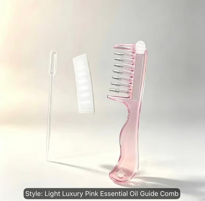 1pc Light Luxury Transparent/Pink Visible Liquid-Guiding Comb, Stainless Steel Roller Ball Metal Teeth with Even Liquid Control and Dispensing Design, Replaces Manual Application to Nourish Scalp, Hair Roots, and Prevent Hair Loss, Soothes Tight
