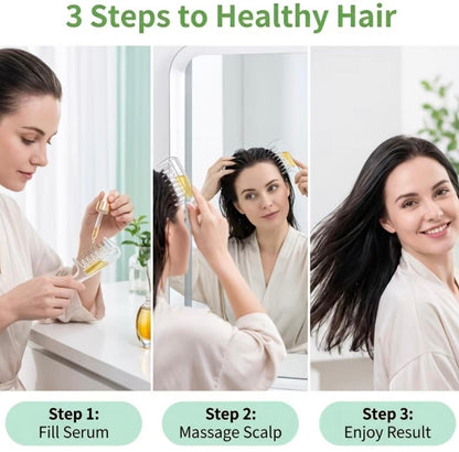 1pc Light Luxury Transparent/Pink Visible Liquid-Guiding Comb, Stainless Steel Roller Ball Metal Teeth with Even Liquid Control and Dispensing Design, Replaces Manual Application to Nourish Scalp, Hair Roots, and Prevent Hair Loss, Soothes Tight
