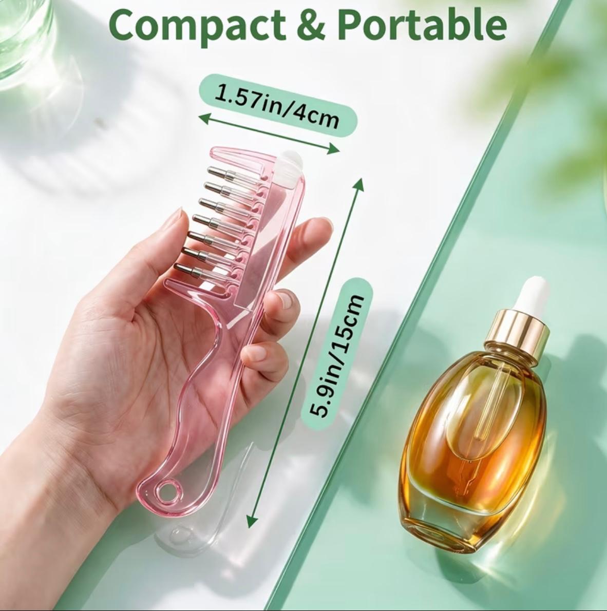 1pc Light Luxury Transparent/Pink Visible Liquid-Guiding Comb, Stainless Steel Roller Ball Metal Teeth with Even Liquid Control and Dispensing Design, Replaces Manual Application to Nourish Scalp, Hair Roots, and Prevent Hair Loss, Soothes Tight