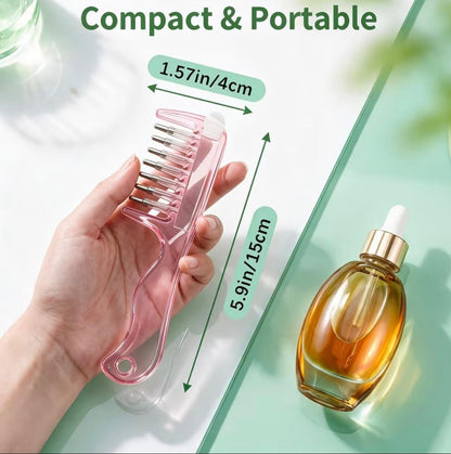 1pc Light Luxury Transparent/Pink Visible Liquid-Guiding Comb, Stainless Steel Roller Ball Metal Teeth with Even Liquid Control and Dispensing Design, Replaces Manual Application to Nourish Scalp, Hair Roots, and Prevent Hair Loss, Soothes Tight