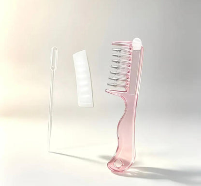 1pc Light Luxury Transparent/Pink Visible Liquid-Guiding Comb, Stainless Steel Roller Ball Metal Teeth with Even Liquid Control and Dispensing Design, Replaces Manual Application to Nourish Scalp, Hair Roots, and Prevent Hair Loss, Soothes Tight