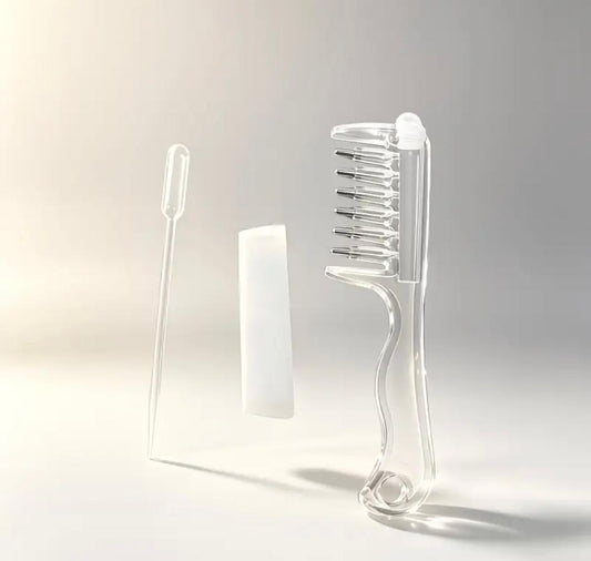 1pc Light Luxury Transparent/Pink Visible Liquid-Guiding Comb, Stainless Steel Roller Ball Metal Teeth with Even Liquid Control and Dispensing Design, Replaces Manual Application to Nourish Scalp, Hair Roots, and Prevent Hair Loss, Soothes Tight