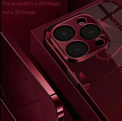 Phone Case - [2D] Heart Pattern Electroplated Wine Red New Mobile Phone Case Glass Protective Cover Suitable for Iphone 1717 Pro17 Air17 Pro Max1616 Pro16 Plus16 Pro Max1515 Pro15 Pro Max1414 Pro14 PLUS14 Pro Max1313 Pro13 Pro Max1211 Beautiful High