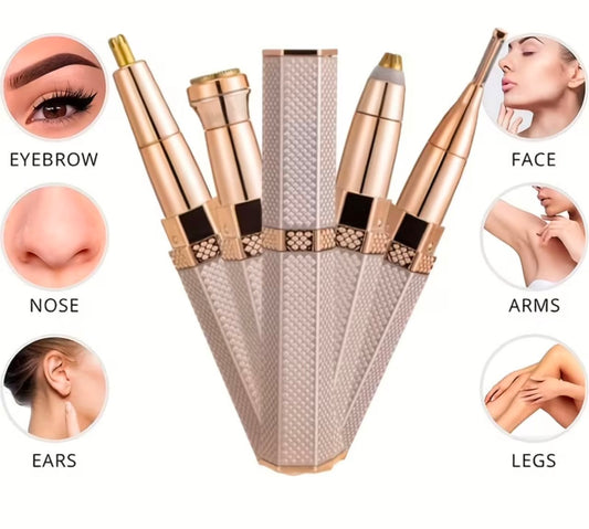 4 In 1 Facial Electric Shaver For Women Full Body Epilator Rechargeable Painless Eyebrow Nose Bikini Hair Trimmer