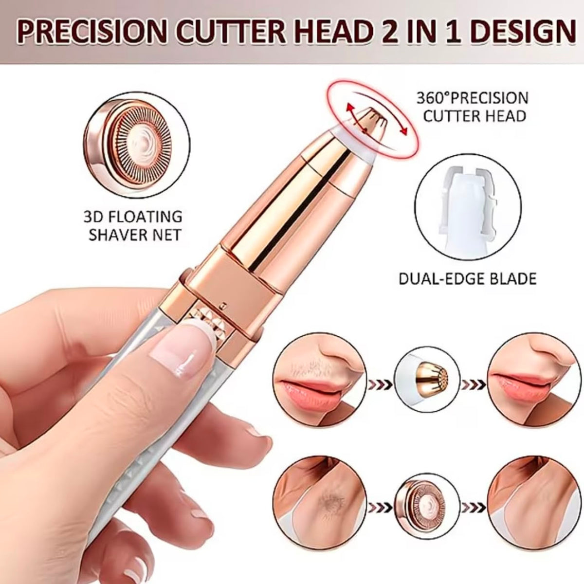 4 In 1 Facial Electric Shaver For Women Full Body Epilator Rechargeable Painless Eyebrow Nose Bikini Hair Trimmer