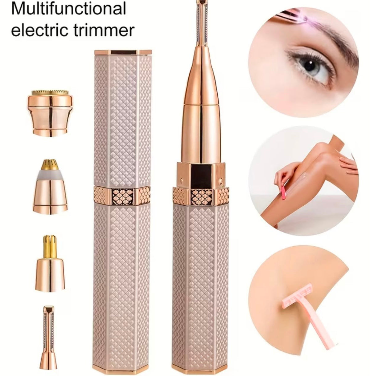 4 In 1 Facial Electric Shaver For Women Full Body Epilator Rechargeable Painless Eyebrow Nose Bikini Hair Trimmer